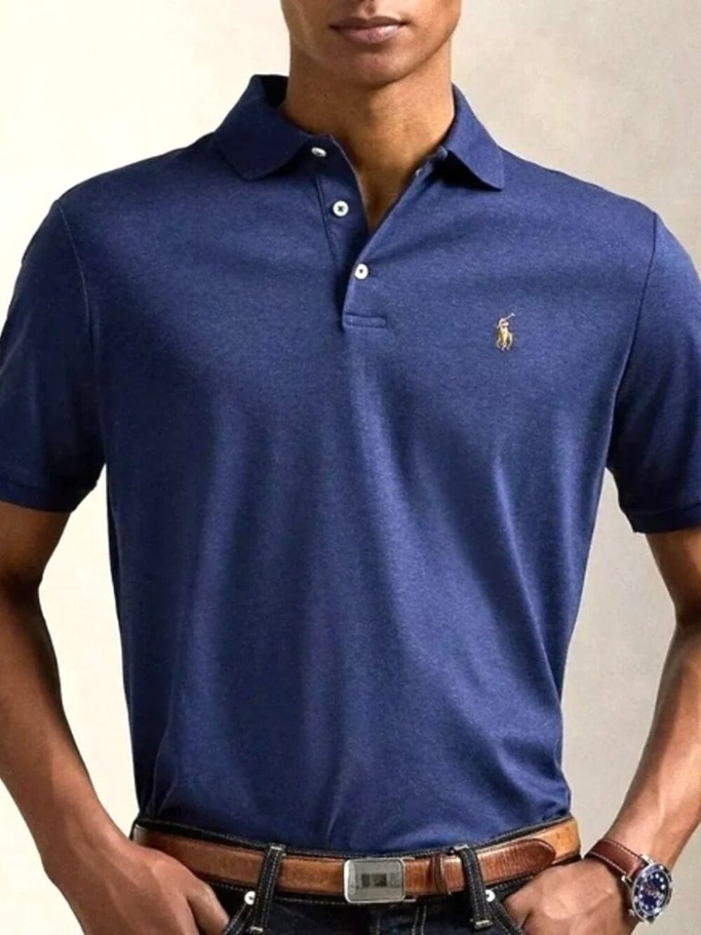 Polo Ralph Lauren Men's Pima Soft Touch Navy Blue Polo Shirt XL New Quiet Luxury